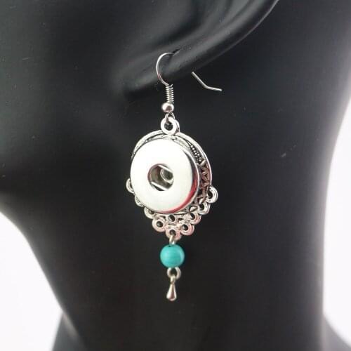 13styles to choose! 2Pairs/lot Women Girls' 18mm Snap Charm Button Earrings Bohemia Dangle Earring Diy Snap Earrings Jewelry