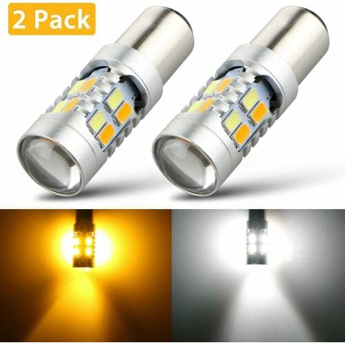 2pcs 1157 BAY15D Dual Color Switchback 5630 6000K White/Amber LED Turn Signal Light Bulbs Tail lights Brake lights Reverse light