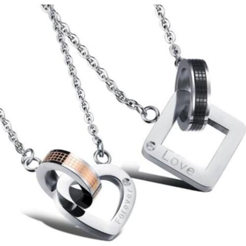 361L Stainless Steel Metal Love Forever Clear Crystal Heart Pendant Necklace Valentines Day Gift