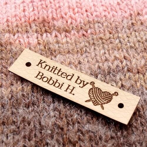 55pcs Sewing leather clothing label, Brand logo tags for Handmade Products, Custom knitted crocheted labels for Handcraft items