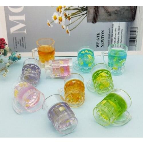 6pcs Fruit Beverage Cup Resin Charms Pendants Summer Lemon Drink Floating For DIY Earring key Chain Jewelry Making Photo Props