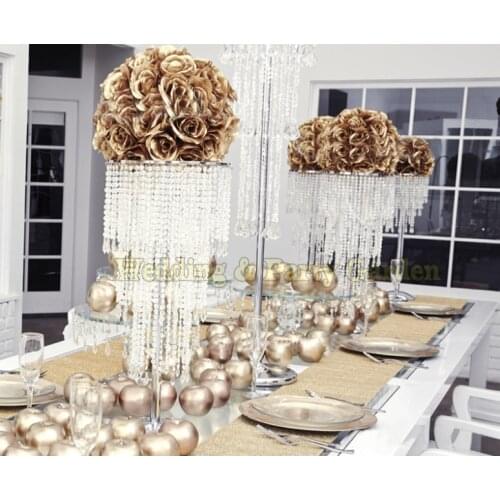 80cm Tall Table Centerpiece Flower Stand 5 Tiers Crystal Chandelier with beads strands
