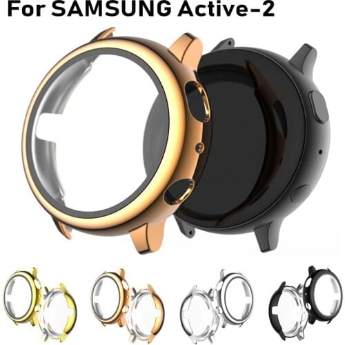Suitable Samsung Galaxy Watch Active 2 40mm R830 44mm Plating Full Cover PC Material + Tempered Screen Protector 2-in-1 Cover
