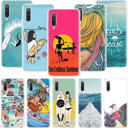 Surfboard Surfing Art Surf Girl Summer Phone Case For Xiaomi Redmi Note 10 9 8 Pro 9S 8 8T 7 6 5 6A 7A 8A 9A 9C 4X S2 K20 K30 Ar