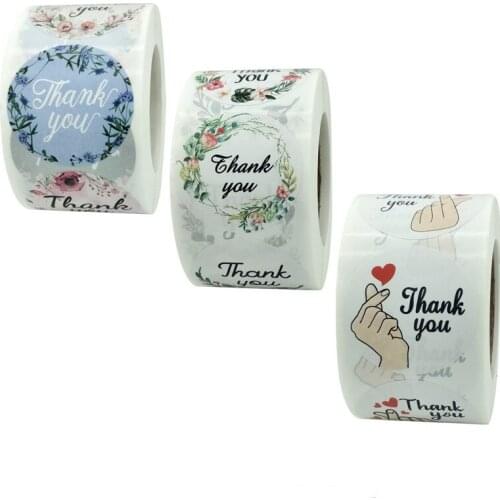 Flower Love Thank You Sticker Envelope Sealing Sticker Baking Gift Packaging Wedding Party Birthday Decoration Scrapbook Sticker