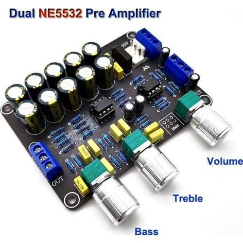 Dual NE5532 Tone Preamplifier Board Audio Equalizer Preamp Treble Bass Tone Control Pre amplifier