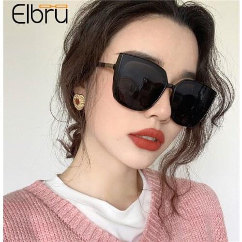 Elbru Fashion Oversized Square Sunglasses Brand Designer UV400 Sun Glasses Women Street Photography Driving Sunshades For Men