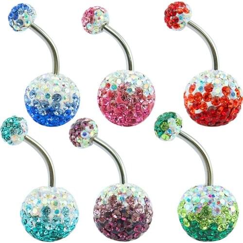 Crystal belly ring belly button rings surgical steel piercing belly navel ring fake women fashion jewelry body jewelry