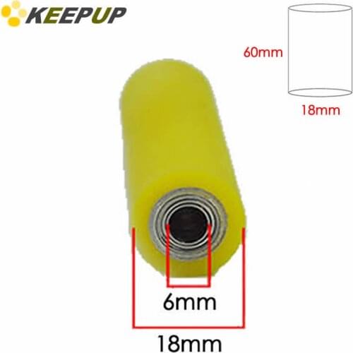 PU polyurethane rubber wheel,Diameter 18mm length 60mm, Aluminum core,Unpowered roller,Soft surface,guide bearing pulley