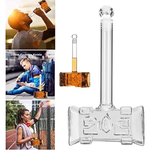 Creative Hammer Shaped Wine Bottle Glass Clear Red Wine Glass Bottle Hip Flask for Bar Drinkware