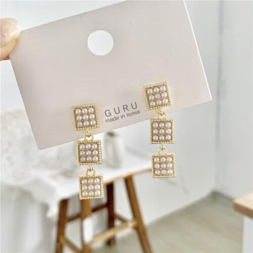 Fashion Earrings simulated pearl Clip On Earrings Non Pierced Temperament Hanging Ear Clips for Women Girl Party Jewelry Gift