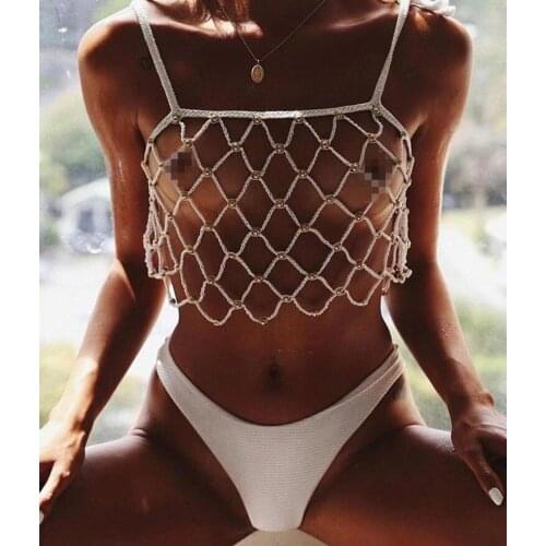 2021 Fashion Women Beach Sexy hollowed out bikini top mesh tassel handmade swimsuit summer Bohemian style beach bikini blouse