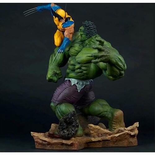 Hasbro Avengers Super Hero Hulk vs Wolverine Battle Form Statue PVC Action Figure Desk Decoration Collection Model Toys