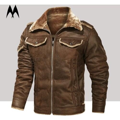 2021 New Winter Mens Thick Warm Jackets Fashion Casual Solid Color Coat Faux Fur Collar Jacket Men Outdoor Bomber Zipper Coats