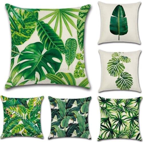 Tropical Plants Decorative Pillowcases Tropical Birds Cotton Linen Pillow Case Leaves Pillow Cover kussensloop almohada ZT226