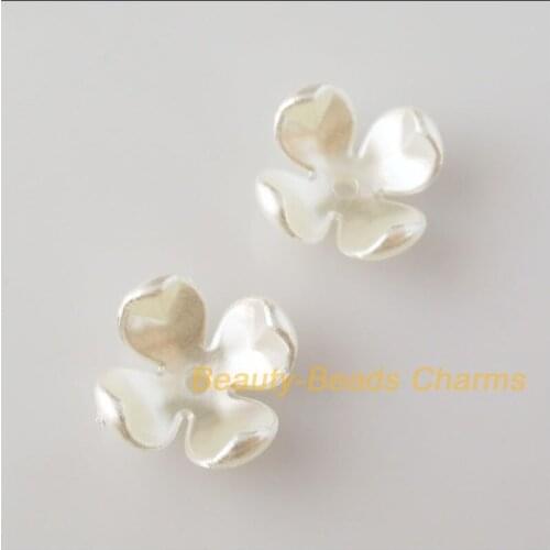 New 70Pcs White Plastic Acrylic Flower Star Spacer End Beads Caps Charms 14mm