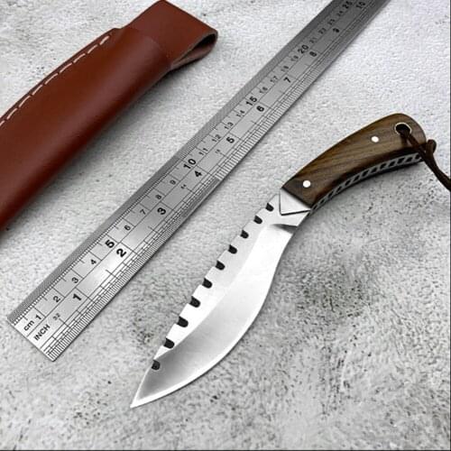 Outdoor Camping Tactical knife survival outdoor knives camping tool DC53 steel fixed blade Linen Handle Straight Knife
