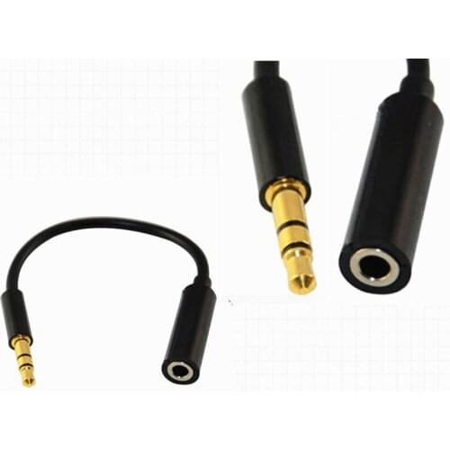Portable 5inch 1/8" 3.5mm Stereo Male to Female Headphone Short Adapter Cable