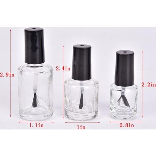 1pc 5ml/10ml/15ml Transparent Glass Nail Polish Bottle Empty Cosmetic Containers Nail Glass Bottles With Brush