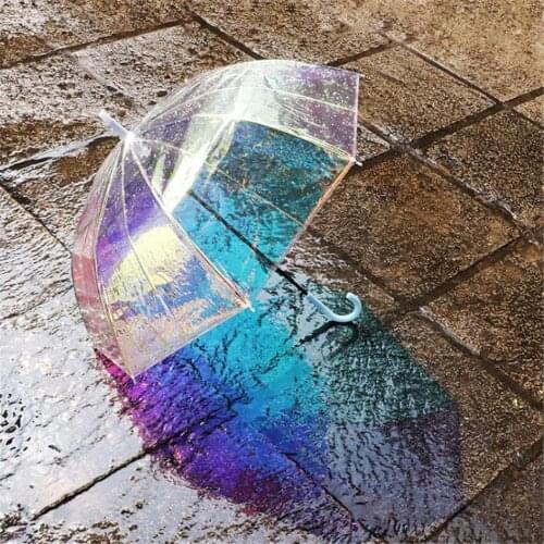 SHOWERSMILE Umbrella Umbrella Change Color Transparent Long-Handle Rain Umbrella See Through Transparent Clear Umbrella