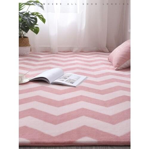 Pink White Fluffy Carpet Imitation Mink Soft Rugs Girls Room Carpet For Living Room Home Warm Plush Modern Mat Bedroom Bedside