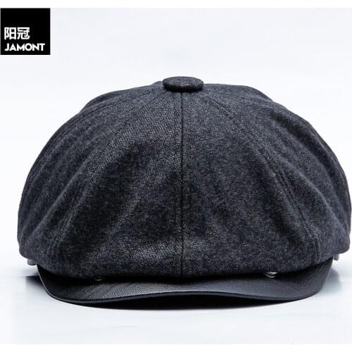JAMONT Winter Thicken Earflaps Newsboy Caps Men Warm Plus velvet Octagonal Hat Male Detective Hats Painter Caps Visors chapeau