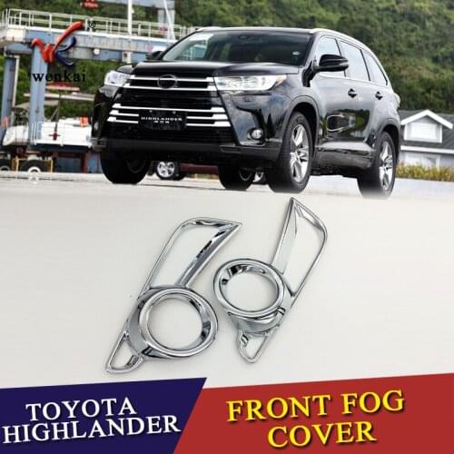 Car Styling ABS Chrome Front Fog Light Foglight Cover Trim Moulding Decal For Toyota Highlander Kluger 2018