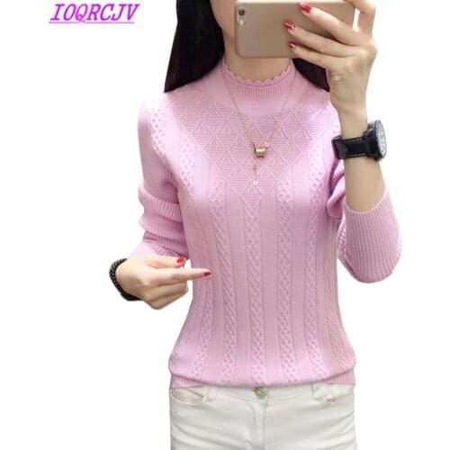 Winter Sweater Women 2020 New Fashion Half-Turtleneck Knitted Pullover Slim Large Size Knit Bottom Shirt Women Clothing IOQRCJV
