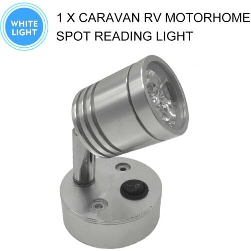 Universal Interior Spotlight 12V 3W Wall Mounted Adjustable 300LM White LED Reading Lamp For RV Camper Boat Truck Motorhome Van