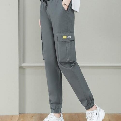 2020 Spring autumn New Women Korean Casual Sports Pants loose high waist was thin beam feet trousers womens Plus size Overalls