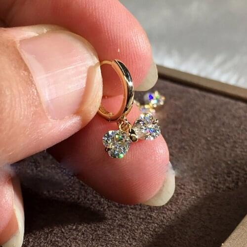 ZHOUYANG Drop Earrings For Women Exquisite Romantic Sweet Bow-knot Zircon Light Gold Color Party Gift Fashion Jewelry KBE356