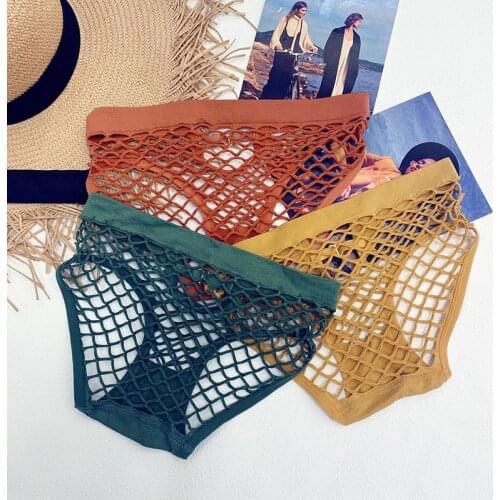 Women panties Sexy Lingerie Seamless Cotton Underwear Thong Mid-waist Brief Temptation Hollow Out Underpants Ladies Intimates