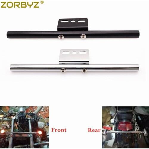 ZORBYZ Black/Chrome Motorcycle Front Rear Metal Short Mount Turn Signal Light Tube Bar Bracket For Harley Cafe Racer Chopper Bob