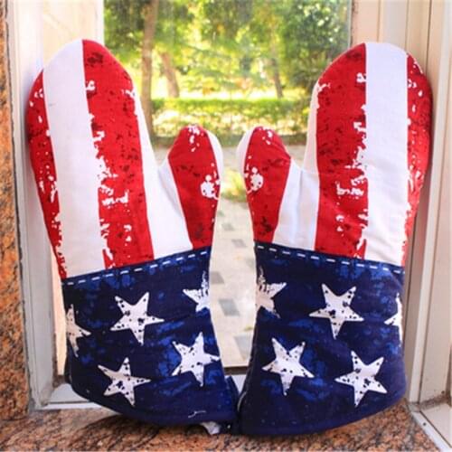 1 Pair Fashion Cartoon printing Thicken Prevent burns gloves Heat insulation Baking Microwave oven gloves