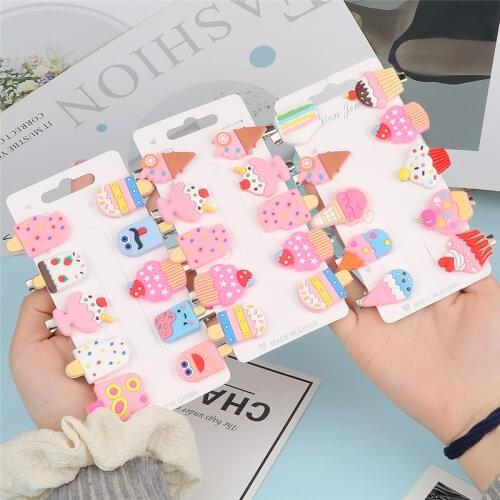 10PCS New Girls Cute Cartoon Ice Cream Hair Clips Kids Lovely Hairpins Headband Barrettes Fashion Hair Accessories Gifts заколки