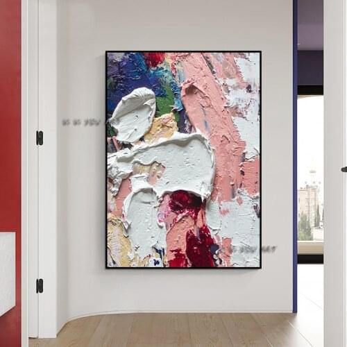 100% Handmade Contemporary Oil Painting Abstract Colorful Modern Wall Art Minimalist For Living Room Bedroom Decorations