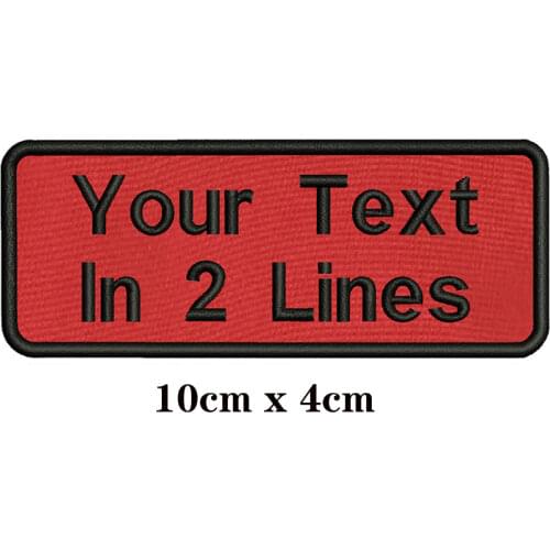 Red background 10X4cm Embroidery Custom Name Text Patch Stripes badge Iron On Or Velcro Backing Patches For Clothes Backpack