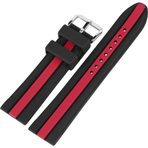 20/22/24mm Watch Band Red/Blue/Green Strip Silicone Men Sport Watches Strap Waterproof Outdoor Watch Replacement Bracelet