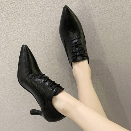 2020 Autumn Gladiator High Heels Lace Up Pumps Women Dress Shoes Cross-tied Pointed Toe Bare Boots Spring Ladies Shoes 8535L