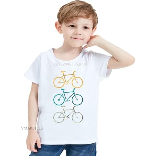 2020 Summer Girls & Boys Short Sleeve T shirt Colorful Bikes Cute Print T-shirt Baby Kids Funny Casual Clothing,HKP5666