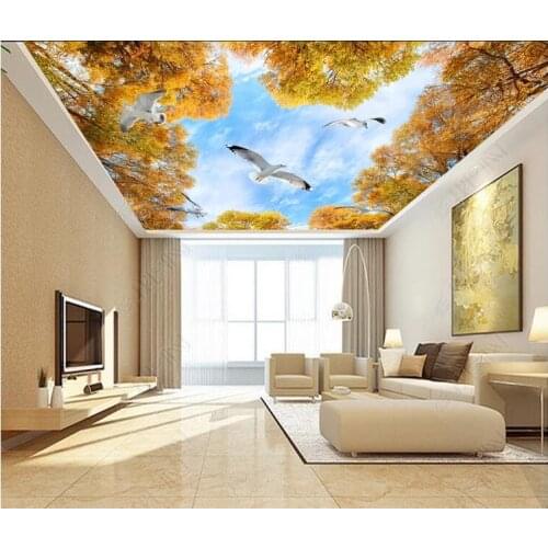 3d ceiling murals wall paper custom photo Beautiful golden autumn gold grove Home decoration living room wallpaper for walls 3 d