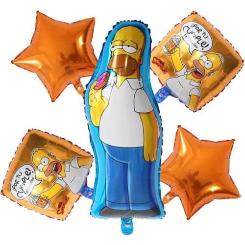 5Pcs/Set Simpsoned Balloons Funny Yellow Famliy Home Latex Foil Air Ballons Happy Birthday Party Decoration Kids Cartoon Toy
