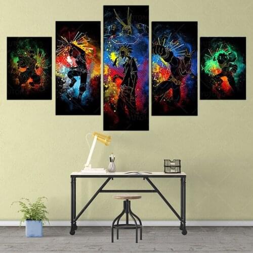 5 Piece Wall Art Canvas Modern Anime Posters Manga Inspired My Boku No Hero Academia Home Decor Living Room Decoration Paintings