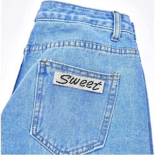 6Pcs Crystal Rhinestone Applique Lady Bridal Dress Bag SWEET Patches Badges