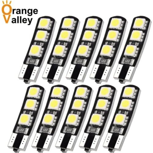 10pcs T10 6SMD 5050 CANBUS W5W 6LED DC12V NO WARNING Error Free 6 Smd Canceller Auto Led Marker Bulbs Interior Lighting