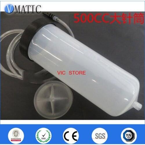 Free Shipping Quality 500cc/ml Luer Lock Tip Dispenser Dispensing Pneumatic Syringe Barrel With Piton Barrel Adapter & Needles