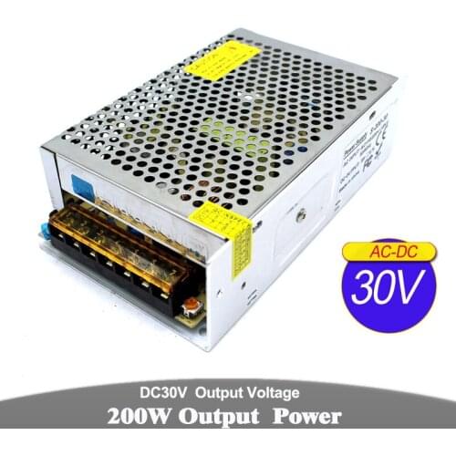 Variable 200W 6.7A 30V DC Power Supply Unit Driver AC110V 220V Input to DC30V SMPS for CCTV Camera LED Light Mechanical