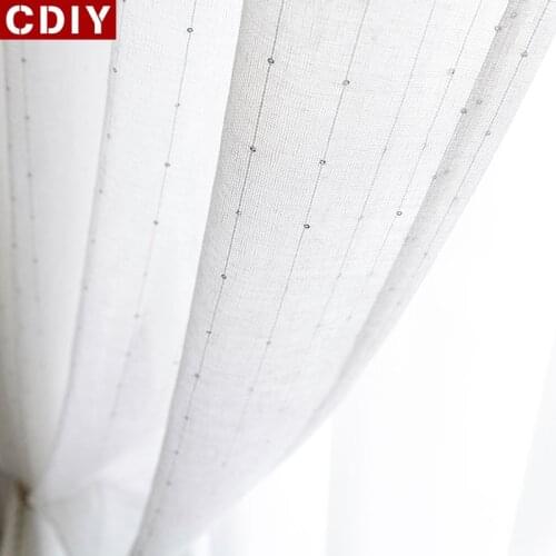 CDIY Solid White Tulle Curtains For Living Room Bedroom Embroidery Sheer Curtains Voile Curtains Window Treatments Drapes Blind