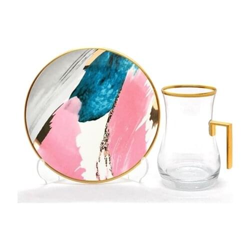 Drop Handles Tea Set 12 pieces Watercolor