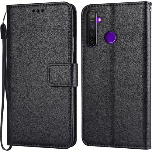 Flip Wallet PU Leather Case For Realme 5 Pro 5Pro RMX1971 Funda Stand Business Phone Holster Stripe Protect Cover